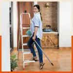 Bathla Advance 5-Step Foldable Aluminium Ladder for Home | 5 Year Manufacturer Warranty | Slip Prevention Steps (Orange)