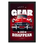 RITWIKA ART AND CRAFT Artwork Of Vintage Motor Car Red Abstract Modern Wall Painting With Frame | Perfect For Home Office Decor & Gift | Size 9.5 x 13.5 Inch, Set of 1