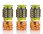 Console Multipurpose Premium Quality Airtight Stone Design Kitchen Storage & Groccery Container Pack Of 6 (1200ml, Color : Green )