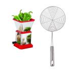 Blue Wonder Stainless Steel Chilly Cutter Cutter With Stainless Steel Deep Fry Strainer and (Multicolour, Pack of 2)