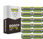 Dorco PACE 6 Pro - 6-Blade Razor with Precision Edge | Cartridges (Refills Only) for Men | Fits any DORCO PACE Razor - Pack of 12