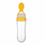 Safe-o-kid 1 Easy Squeezy Silicone Food Feeder Spoon (Soft Tip) Bottle, Yellow, 90Ml Pack of 1