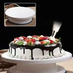 Rotating Cake Turntable, Turns Smoothly Revolving Cake Stand White Cake Decorating Kit (1 PCS )