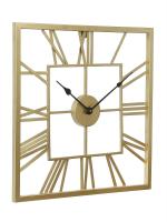 Chronikle Golden Metal Analog Roman Figure Square Wall Clock Without Glass
