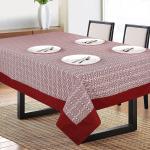 SHADES OF LIFE Maroon and White Checkered Cotton Table Cover - (60 x 90 inch) (SOL_NTAB_6S076)