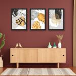 ZIG ZAG Homedotpaintings outdoor wall decor Wall Paintings For Living Room Bedroom - Abstract Laminated wall Painting For Wall Decoration Frames For Wall Decor for Office Hotels (set of 3 pc) (boho art)