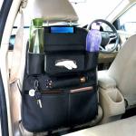 AllExtreme EXSBESBL PU Leather Car Backseat Organizer Multi Pocket Travel Storage Bag (Black)