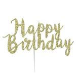 Festiko Glitter Gold Happy Birthday Swirly Cake Topper For Birthday, Anniversary