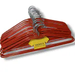treback Hangers For clothes Pack Of 10 Steel Hanger With Plastic Coating Steel Saree Pack of 10 Hangers For Saree (Red)