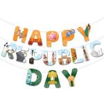 Festiko 1 Pc Happy Republic Day Banner With Ribbon, Hanging Decoration Supplies, Republic Day Celebration Supplies, Republic Day Banner