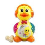KTRS Enterprise Walking & Dancing Yellow Duck Toy for 1 Year Old Baby - Interactive Action Learning Educational Flapping Light up Dancing Duck with Music, Light Up & Dancing Modes, Musical Songs