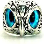 M S ENTERPRISE Owl Protection And Good Luck Charm Blue Ring Amulet For Men And Women Adjustable Ring