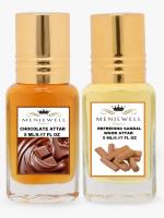 Menjewell Combo Pack Of 2PCs (AttarChocolate 5ML,Refresing Sandalwood 5ML) 10ML Attar(Floral, Woody)