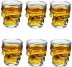 miRim Skull Shape Whiskey Glass (250 ml) Set of 6 (Transparent)