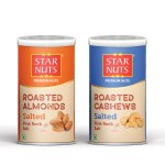 STARNUTS ROASTED SALTED ALMONDS & CASHEWS TINPACK COMBO (2 x 100GM)