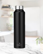 Unify 1000ml Saturn Stainless Steel Water Bottle Perfect for Office, Home & Travel | Leak-Proof | Steel Bottles for Fridge -1 Litre (Pack of 1, Black)
