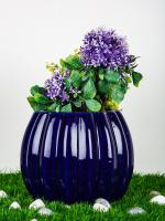 Justoriginals Kharbooza Shape Plain Small Flower Pot (Color : Navy Blue) Plant Container Set (Ceramic)