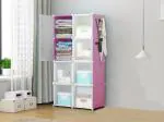 NAVRANGI 8 Shelves Plastic Wardrobe Organizer For Clothes Storage Rack with Door