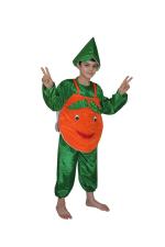Kaku Fancy Dresses Orange Fruits Costume -Orange & Green, 5-6 Years, for Boys & Girls