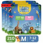 LittleSmile Better Dry Feel Baby Diaper Pants | Medium | Pack of 3 - M (210 Pieces)