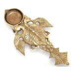 pujaNpujari Twin Peacock Design Brass Aarti Pooja Spoon/Aarti Diya for Pooja Brass Table Diya (Height: 5.5 inch)