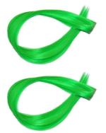 LYTIX Green Synthetic Straight Single Clip Hair Streak Color Hair Extension 18 inch (Pack of 2)