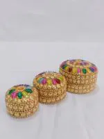 Ramesh Sai Sri Sainath Enterprises Handicraft, kankavathi, kankavathi Plate, Pooja Haldi Kumkum Holder, Design Kumkum Box for Puja,Engagement,Tilak-1-BIG, 1-Medium,1-Small