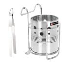 First Front Stainless Steel Roti Chimta Tong With Stainless Steel Cutlery Holder With Stand and Multicolour, Pack of 2