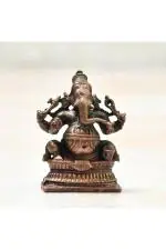 Bhimonee Decor Patina Antique Finish Handmade Copper Ganesha Idol 1.5 inch (30g)