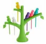 UNIBRITE Bird Fruit Fork Set with Stand, 6-Pieces, Multicolour/Fancy fruit fork/Plastic fruit Fork (Pack Of 7) Plastic Fruit Fork Set (Pack of 7)