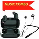 Dr Volt L21 True Earbuds / WN100 Bluetooth Neckband Music Combo with Bass Sound Quality (Black)