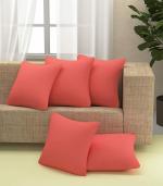 Yellow Weaves Cotton Canvas Decorative Cushion Covers, (16 X 16 Inches), Set of 5, Peach