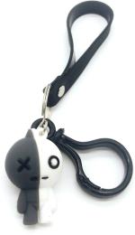 Blue Aura Arkanum Black, White Rubber Cute Bts Bt21 Van With Lanyard And Hook Bangtan Key Chain