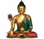 Idol Collections Multicolor Brass Large Medicine Buddha Statue, Large