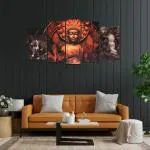 Perpetual Buddha Paintings for Wall Decorations|3D Gautam Buddha Wall Painting Set of 5 (75X43 CM)