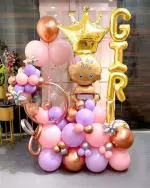 SPECIALYOU.IN Welcome Baby Girl Decoration Items with Rose gold, Pastel Purple & Pink Balloons for decoration, Baby girl foil Balloon, welcome home decoration, door entrance decoration items- 32 Pcs
