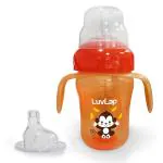 Luvlap Orange Banana Time Anti Spill Sippy Cup With Silicone Spout And Straw (6 M) 210 ml