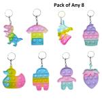 Grest Push Pop It Rainbow Bubble Fidget Keychain Popping Sensory Toy for Kids and Adults, Popper Stress Relief Fidget ( Pack of 8 )