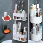 SHOPITECH Bathroom 2 + Soap Dish 2 + Corner 2 With Adhesive Sticker Plastic Wall Shelf Plastic Wall Shelf (Number of Shelves - 6, Multicolor)