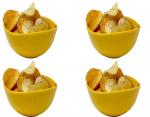 UPC 100% Pure Food Grade Melamine Plastic Snack Serving Bowl Wave Shape Set of 4, Yellow 550ML/BOWL