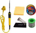 Fadman Yellow, Black Electric Soldering Iron Kit, Solder Wire, Stand, Sponge, Paste (Set Of 5)