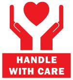 Blackdreams White, Red Fragile Handle With Care Attractive Big Logo Sticker Labels - 2 X 2 Inch (Pack Of 500)