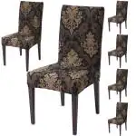 HOKIPO Dining Chair Cover Set of 6 Seater Stretchable Elastic Slipcovers (AR-4037-D2*6)