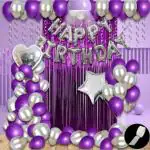 Acril Purple & Silver balloon decoration set of 47; gorgeous Birthday decoration kit Balloon