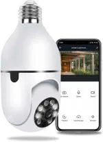DDLC Wi-Fi 1080p Wireless Bulb Shape V380 Pro | Indoor 360 Light Vision 24x7 Continuous Recording with Motion Sensor LED Lights & Auto Tracking | Smart Motion Human Detection and Alarm Two Way Audio Night Vision Remote Viewing mart Home Security CCTV