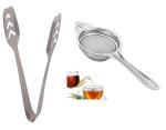First Front Stainless Steel Momo Tong with Stainless Steel Tea Strainer and Multicolour, Pack of 2