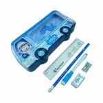 FULLKART Pencil Box for Kids, Metal Pencil Box Case with Pencil, Eraser, Sharpener Stationery Set - Double Layer Pencil Case Stationary Organizer for Kids - Birthday Return Gift for Kids (Under).