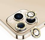 CASESILY Apple iPhone 13 Pro Max Camera Lens Protector Aluminum Lens Ring Cover Glitter Gold