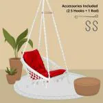 Curio Centre White D-Shape Cotton Swing Chair with L-Shape Cushion & Accessories 152 x 64 x 61 cm