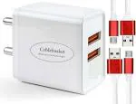 cablebasket Dual Usb Port Charger Mobile Fast Charger 2.4 amp charging adapter plug for all Smartphones mobiles . DUAL USB PORT - wall charger with micro usb data cable - lets you charge two mobile devices at same time. Buy Now